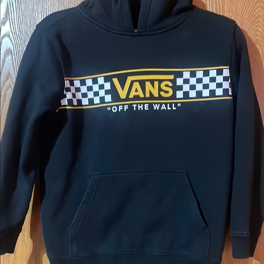 Vans Black Hoodie with Checkerboard Design